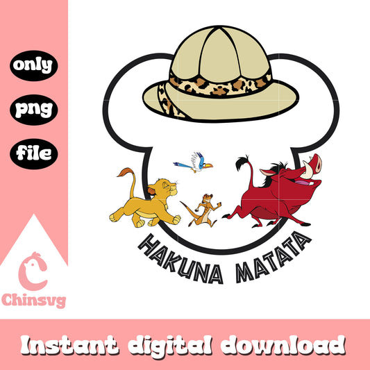 Simba timon and pumbaa mickey pith helmet png, mickey head png