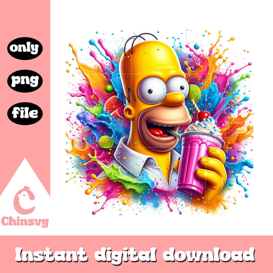 Simpson homme drink coffee design png, simpsons characters png