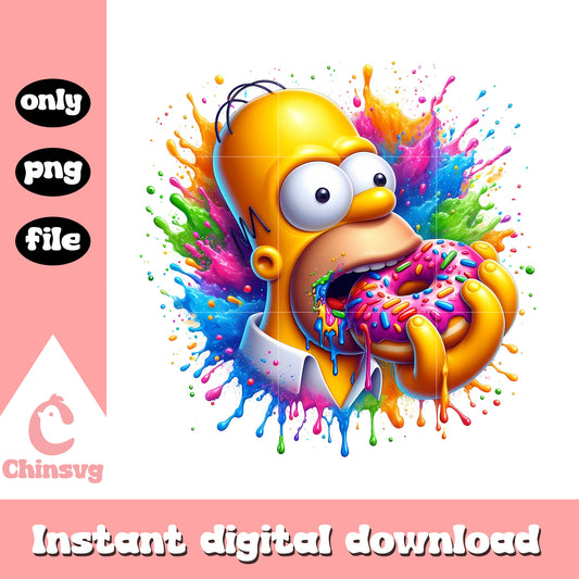 Simpson homme eating donut design png, homer simpson png