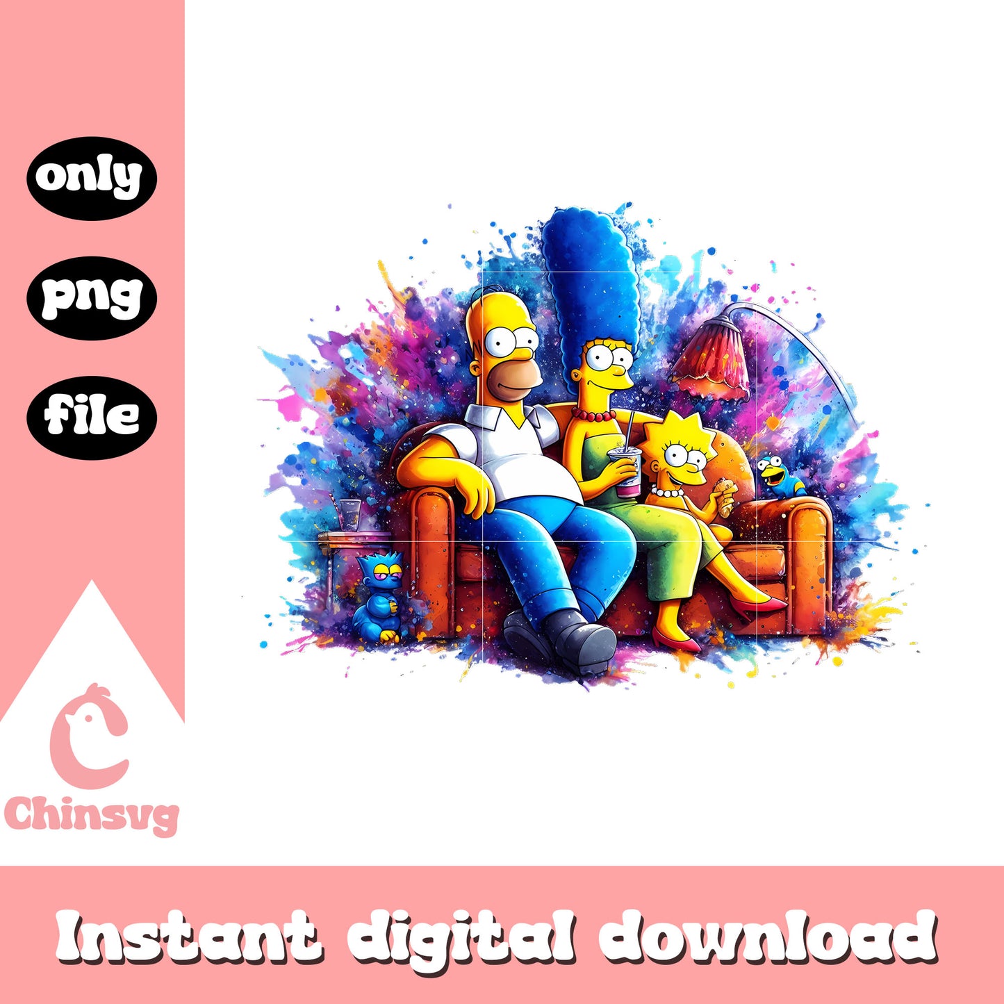 Simpsons family waching tv design png, the simpsons movie png