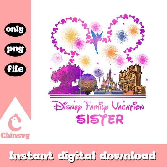 Sister disney family vacation png, mickey head png, disneyland png