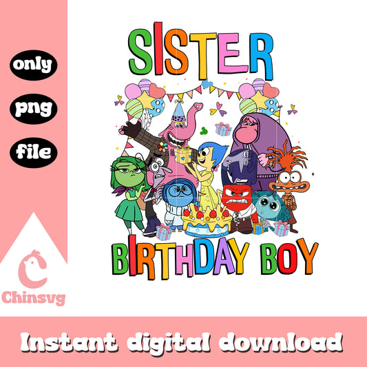 Sister inside out birthday boy design png, inside out birthday​ png