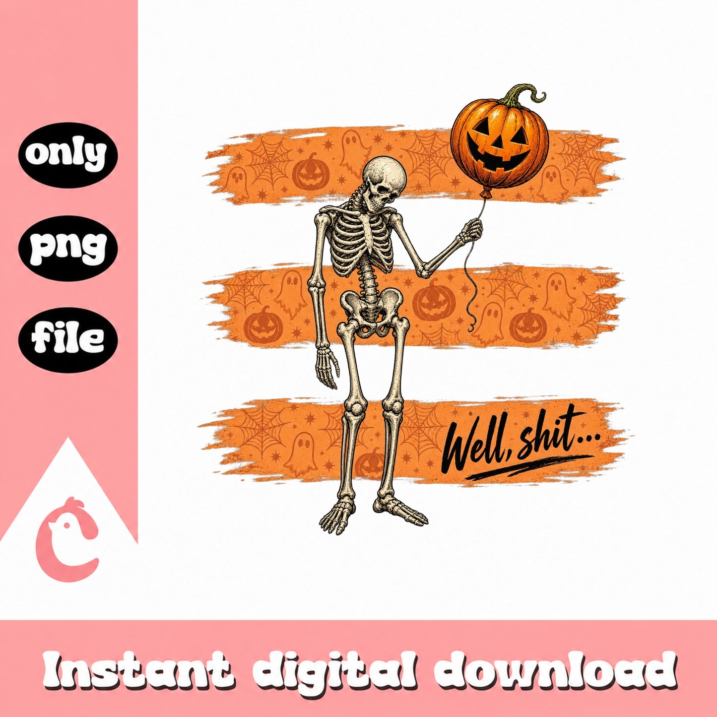 Skeleton Pumpkin Halloween PNG, Funny Well Shit, Clipart PNG