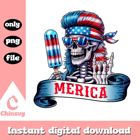Skeleton america ice cream png, Skull independence day png