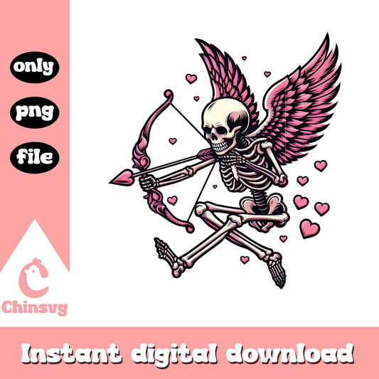 Skeleton cupid cute valentine design png, valentine​ skeleton png