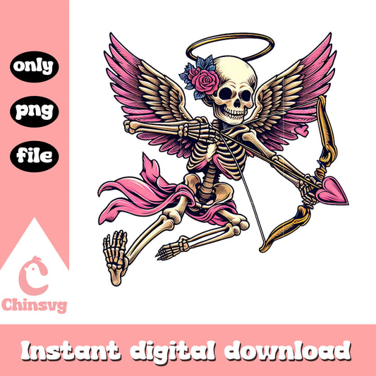 Skeleton cupid cute valentine png, skeleton valentine​ png