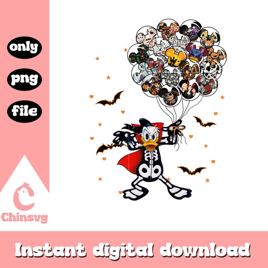 Skeleton donald duck hand balloons clipart png, disney donald png