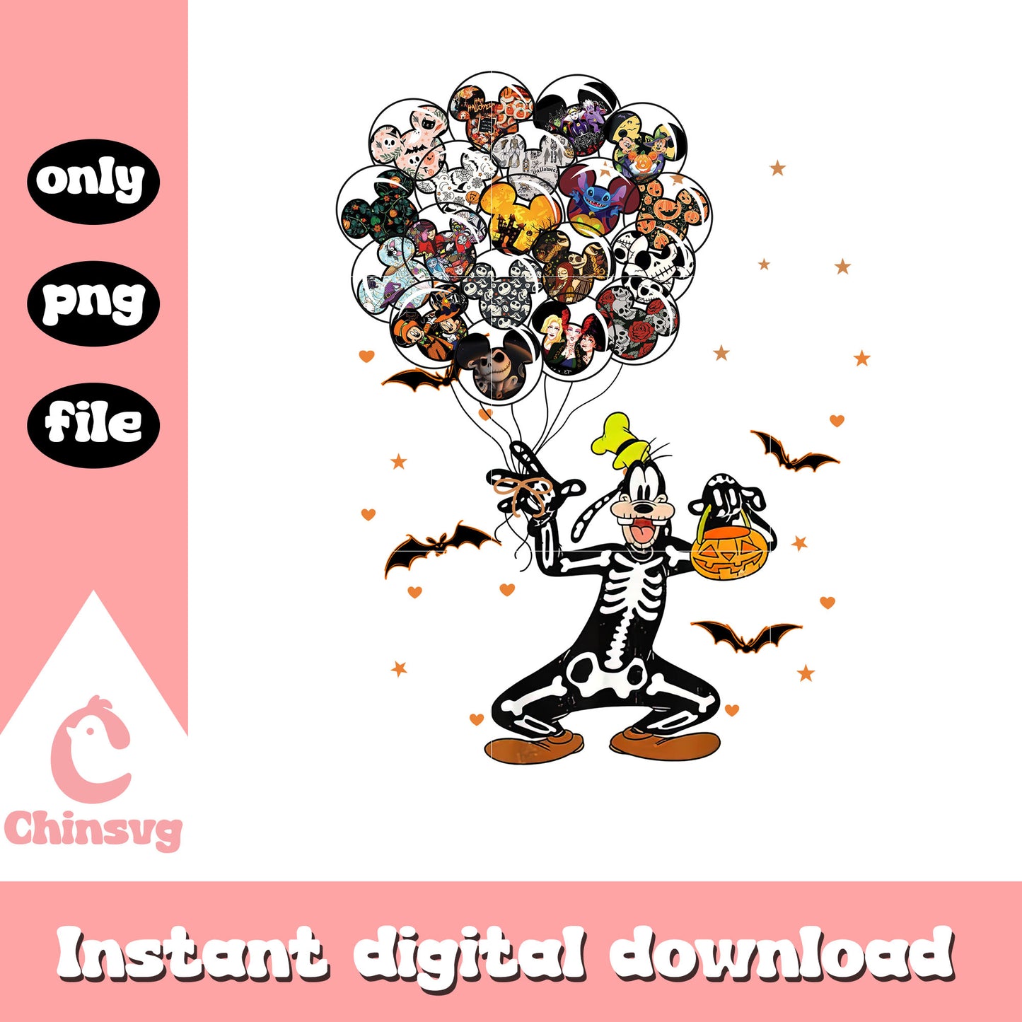 Skeleton goofy hand balloons clipart png, disney goofy movie png