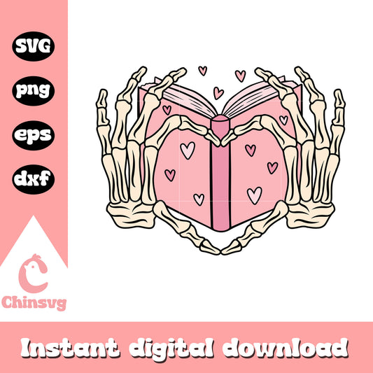 Skeleton hand love book svg, Skeleton svg, book of love svg
