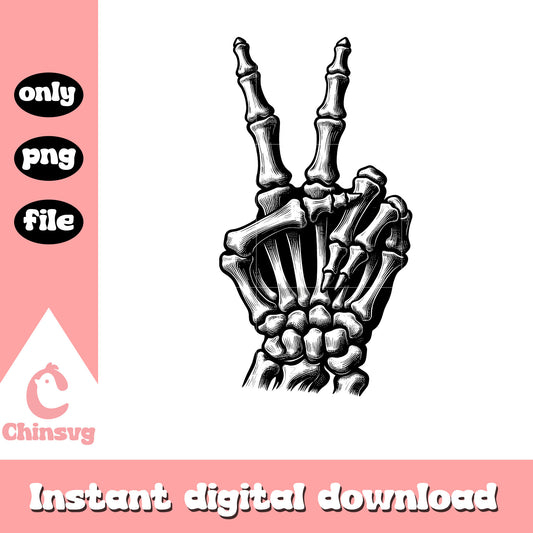Skeleton hand peace sign halloween png, happy halloween png