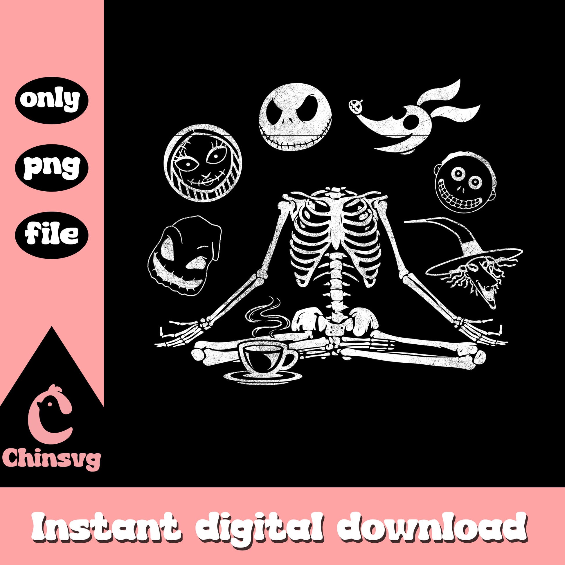 Skeleton jack skellington characters face clipart png, jack skellington movie png
