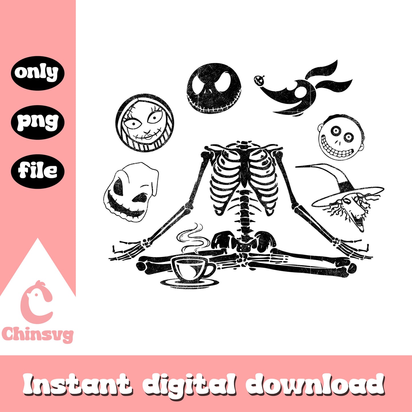Skeleton jack skellington characters face design png, jack skellington png