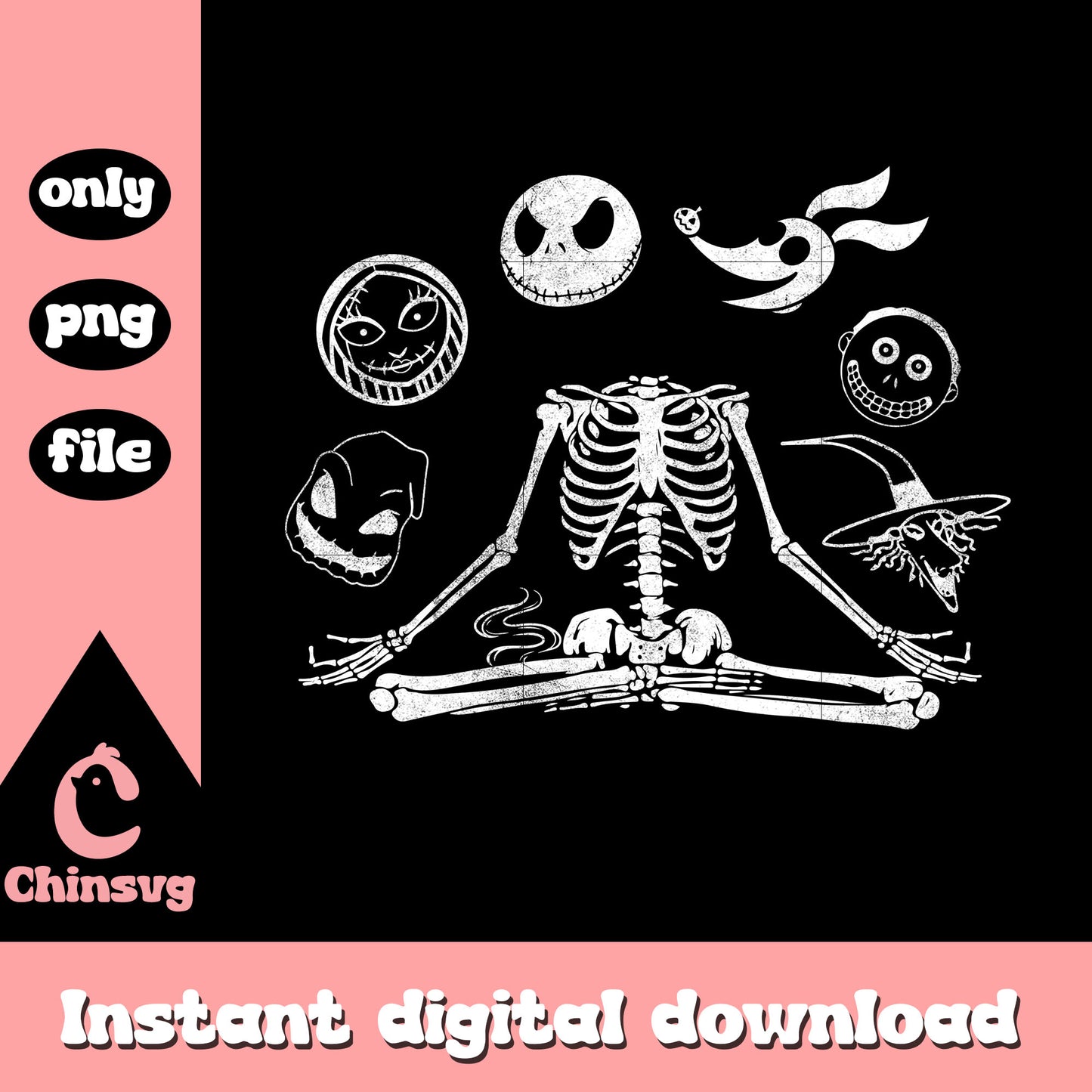Skeleton jack skellington characters face png, jack skellington art png