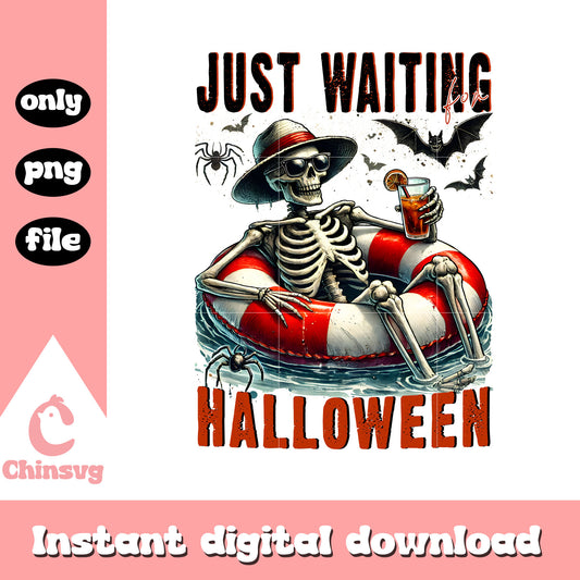 Skeleton just waiting for halloween vibes png, skeleton png