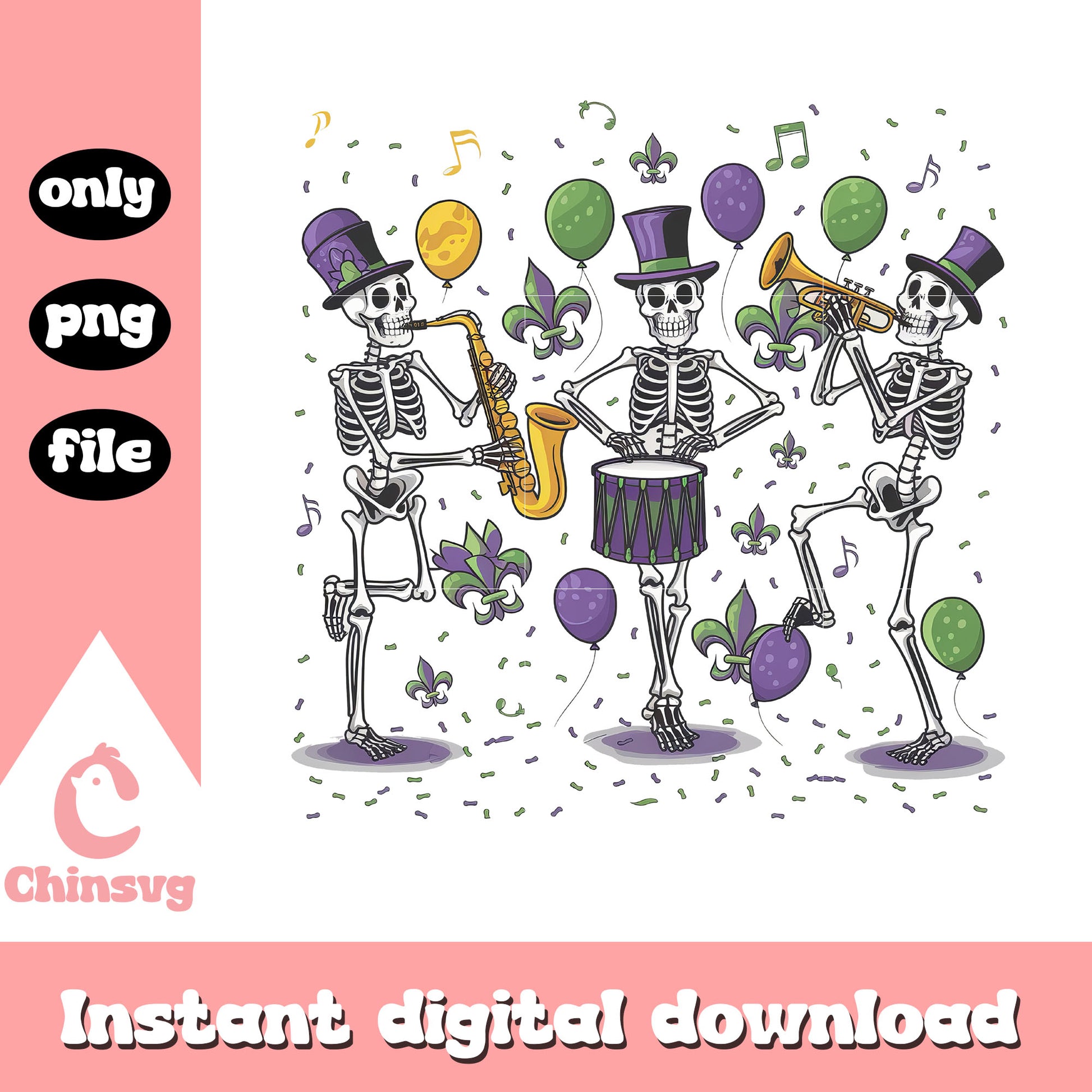 Skeleton party mardi gras png, mardi gras 2026 new orleans​ png