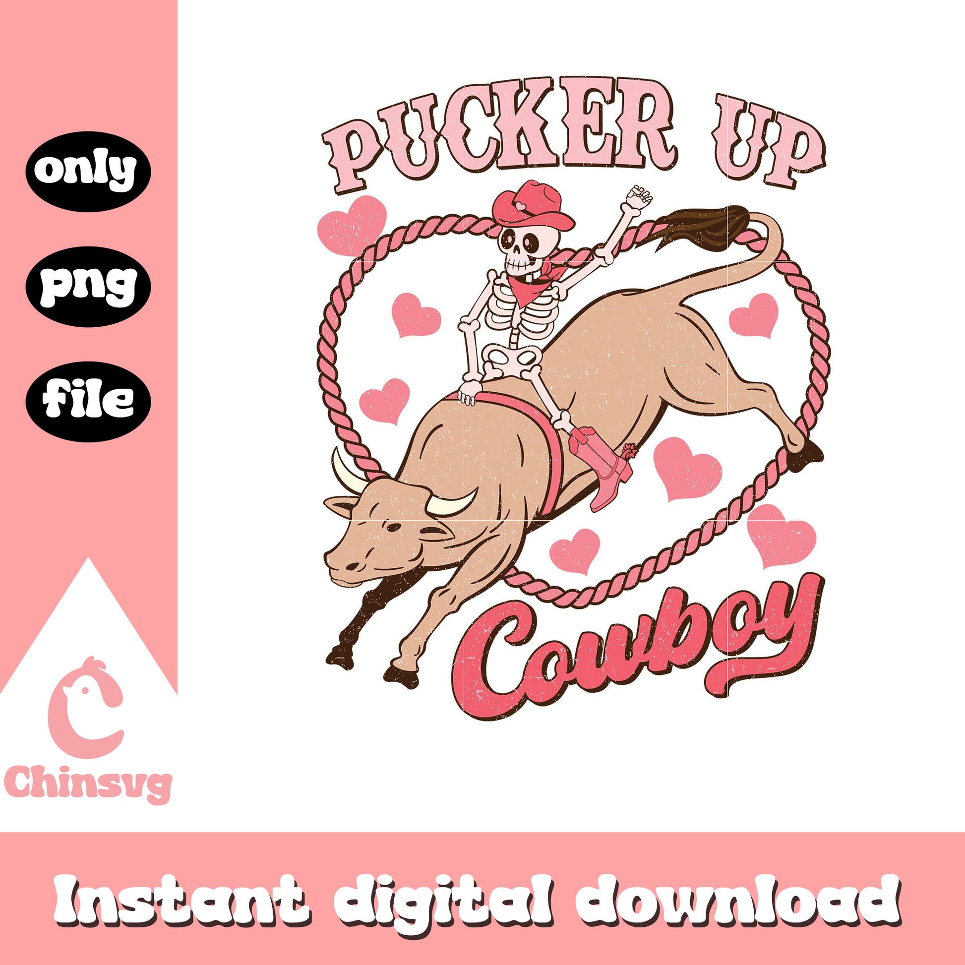 Skeleton pucker up cowboy png, valentine quotes png, skeleton png