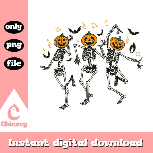 Skeleton pumpkin dancing halloween png, skeleton halloween png