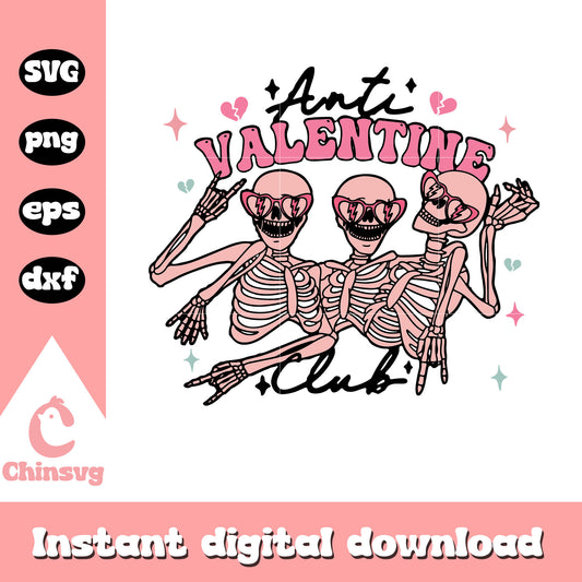 Skeletons anti valentine club svg, club svg, anti valentine svg