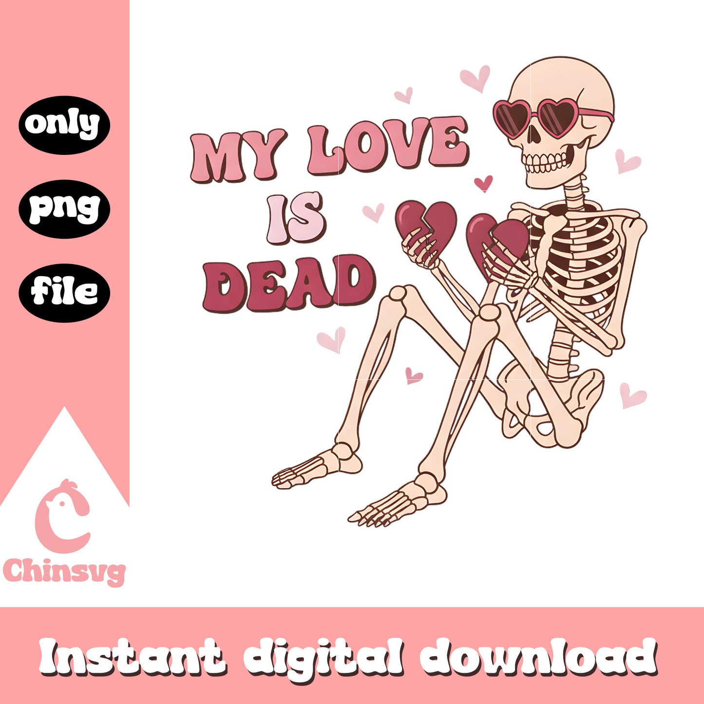 Skeleton sit love valentine png, valentines skeleton​​​ png