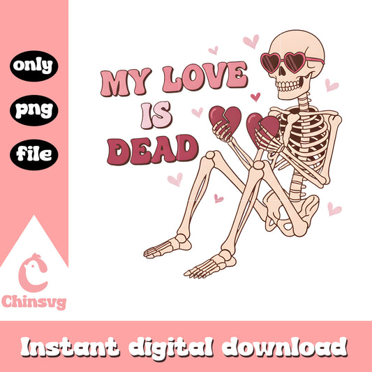 Skeleton sit love valentine png, valentines skeleton​​​ png