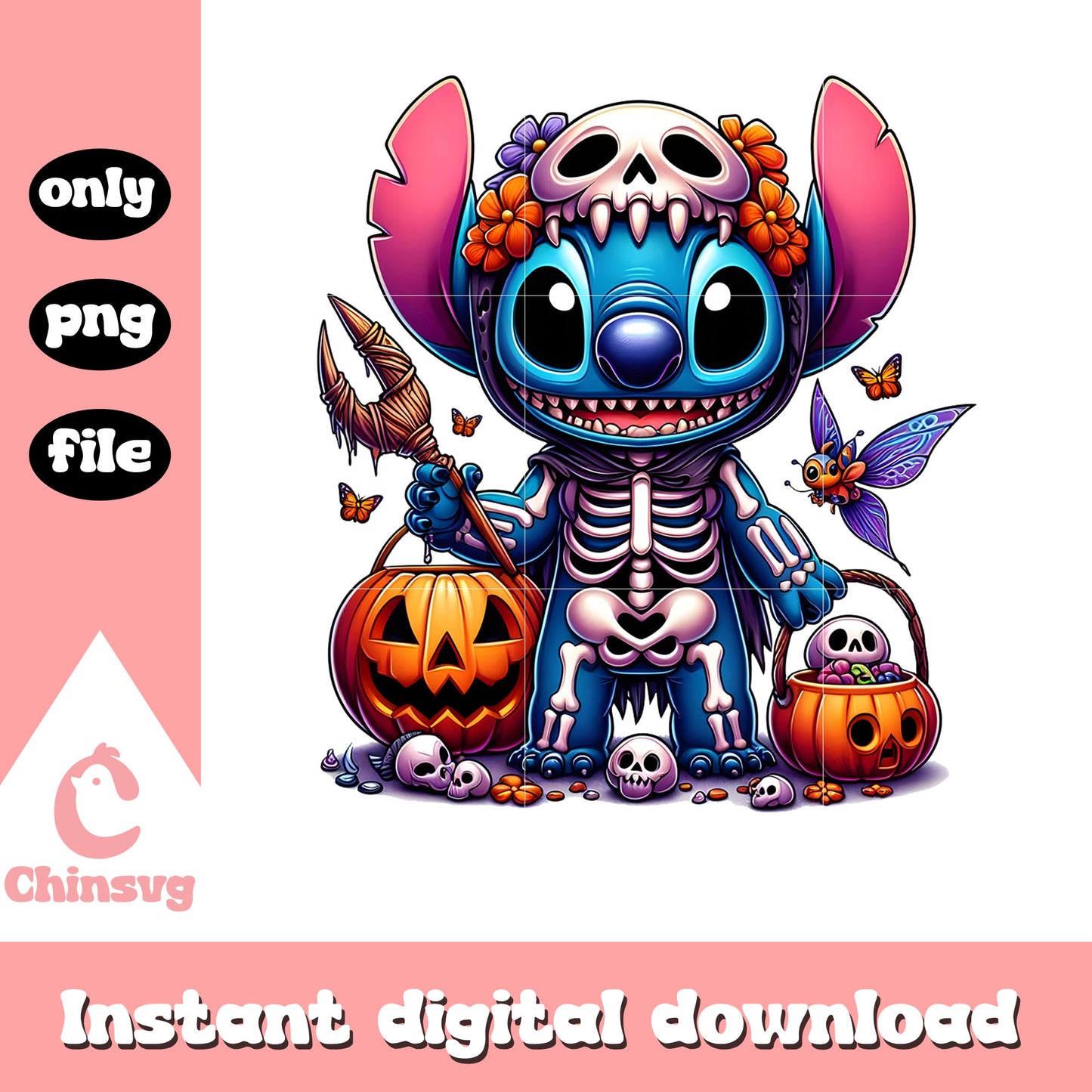 Skeleton stitch hand candy halloween png, stitch skeleton png