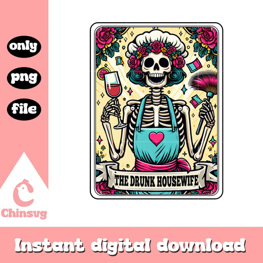 Skeleton the drunk housewife tarot card png, skeleton tarot cards png