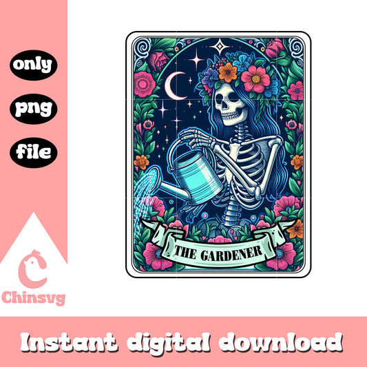 Skeleton the gardener tarot card png, skeleton tarot cards png