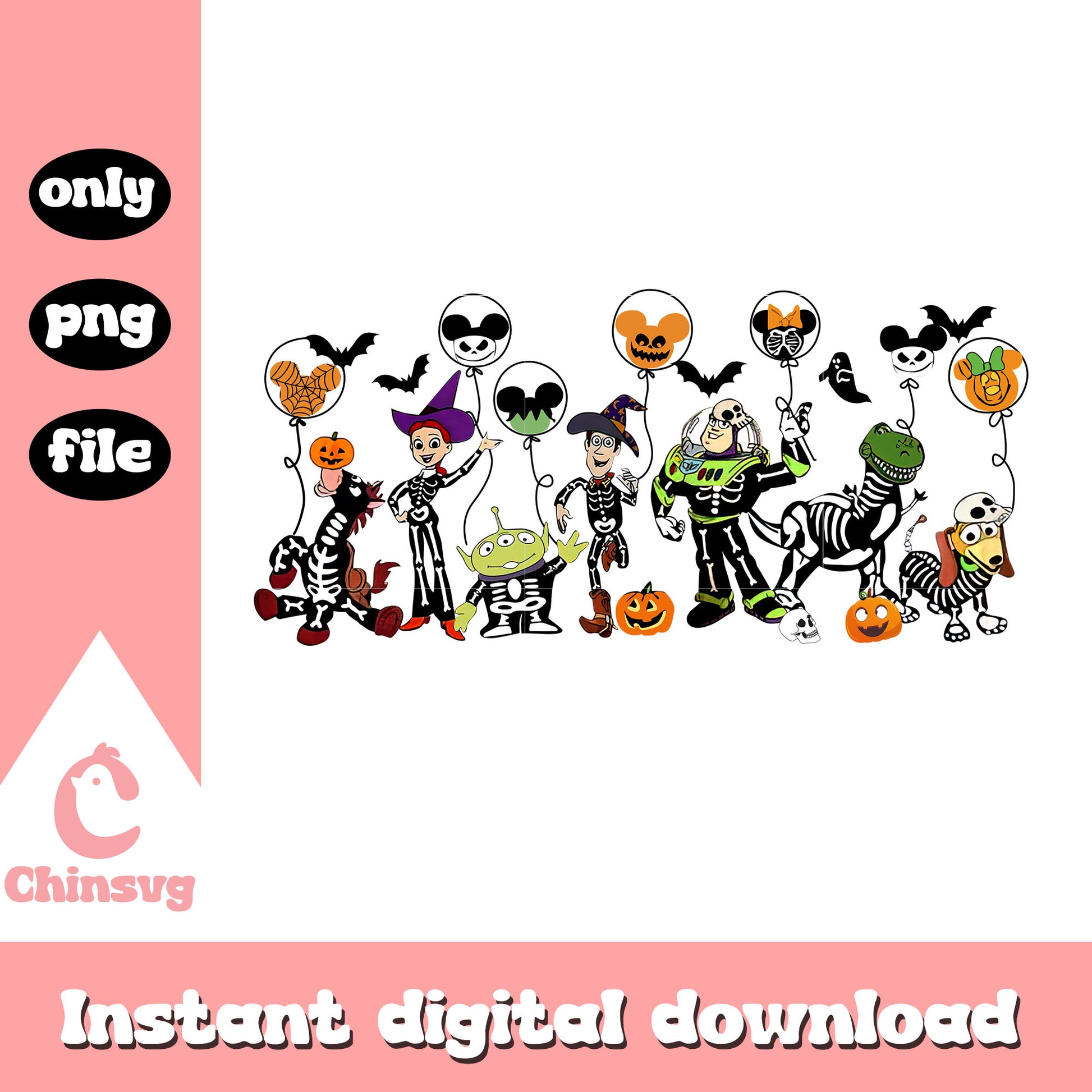 Skeleton toy story disney balloon png, toy story halloween png