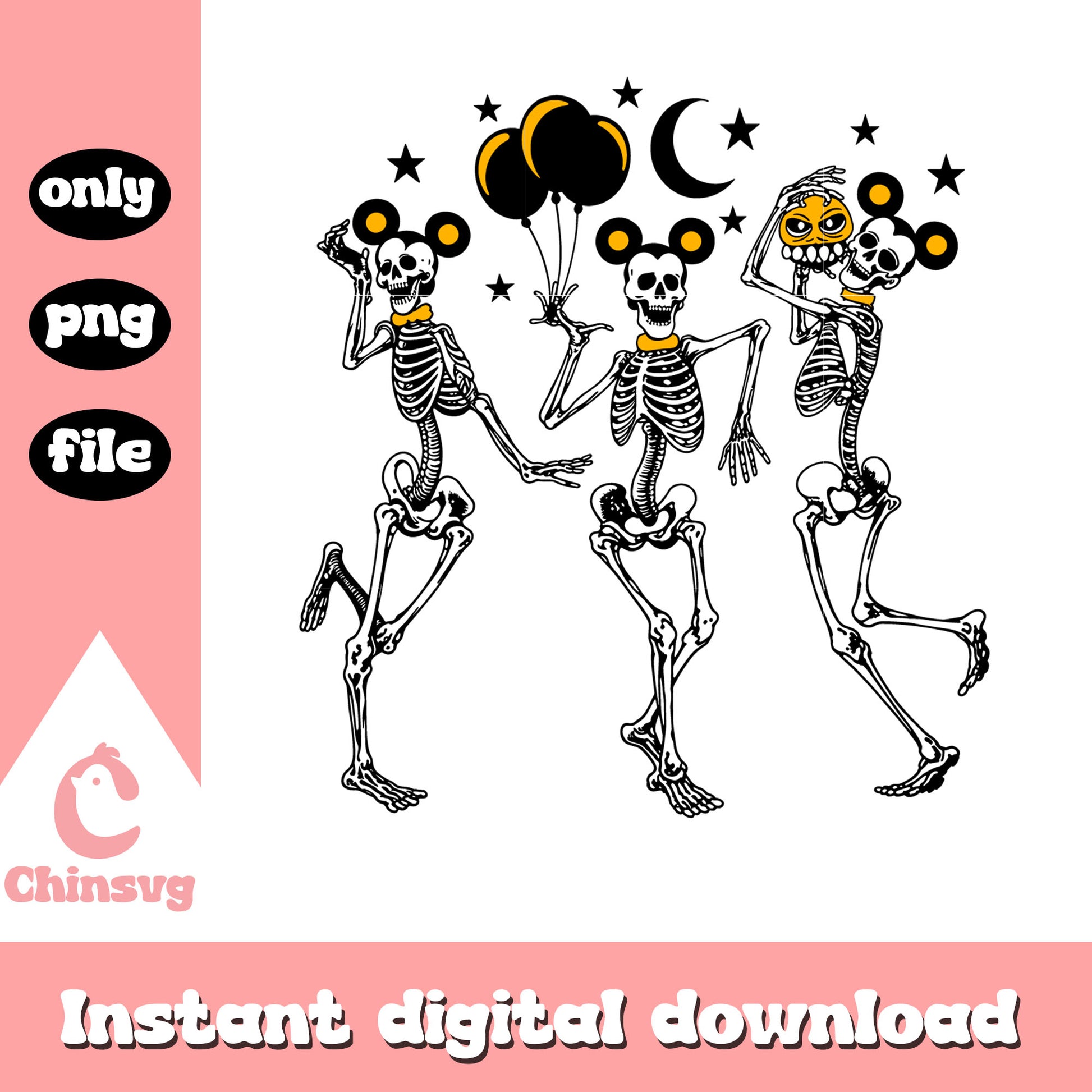 Skeleton with mickey ear dancing clipart png, skeleton halloween png