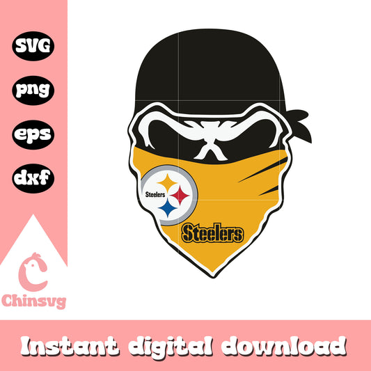 Skull bandana pittsburgh steelers svg, nfl draft picks svg