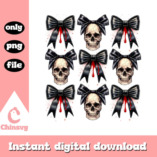 Skull ribbon halloween vibes design png, happy halloween png