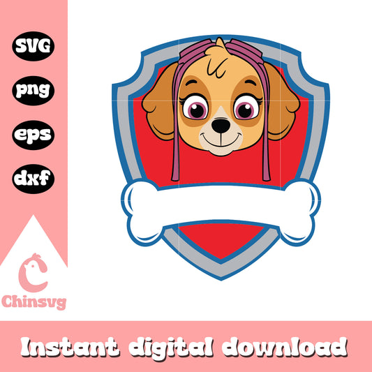Skye bone patrol shield svg, paw patrol costume svg, cartoon svg
