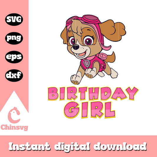 Skye character birthday girl svg, birthday svg, paw patrol svg