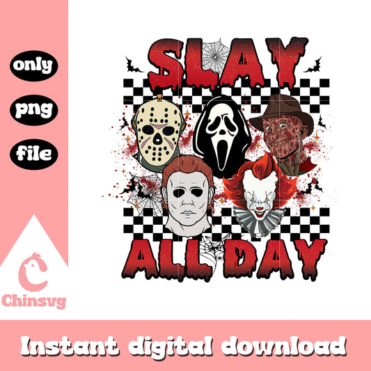 Slay All Day Horror Characters png, Horror Halloween png