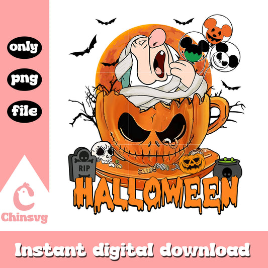 Sleepy dwarfs halloween cup design png, halloween pumpkin png
