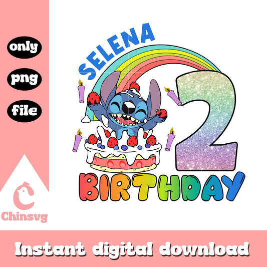 Slena stitch birthday two png, stitch character png, birthday png