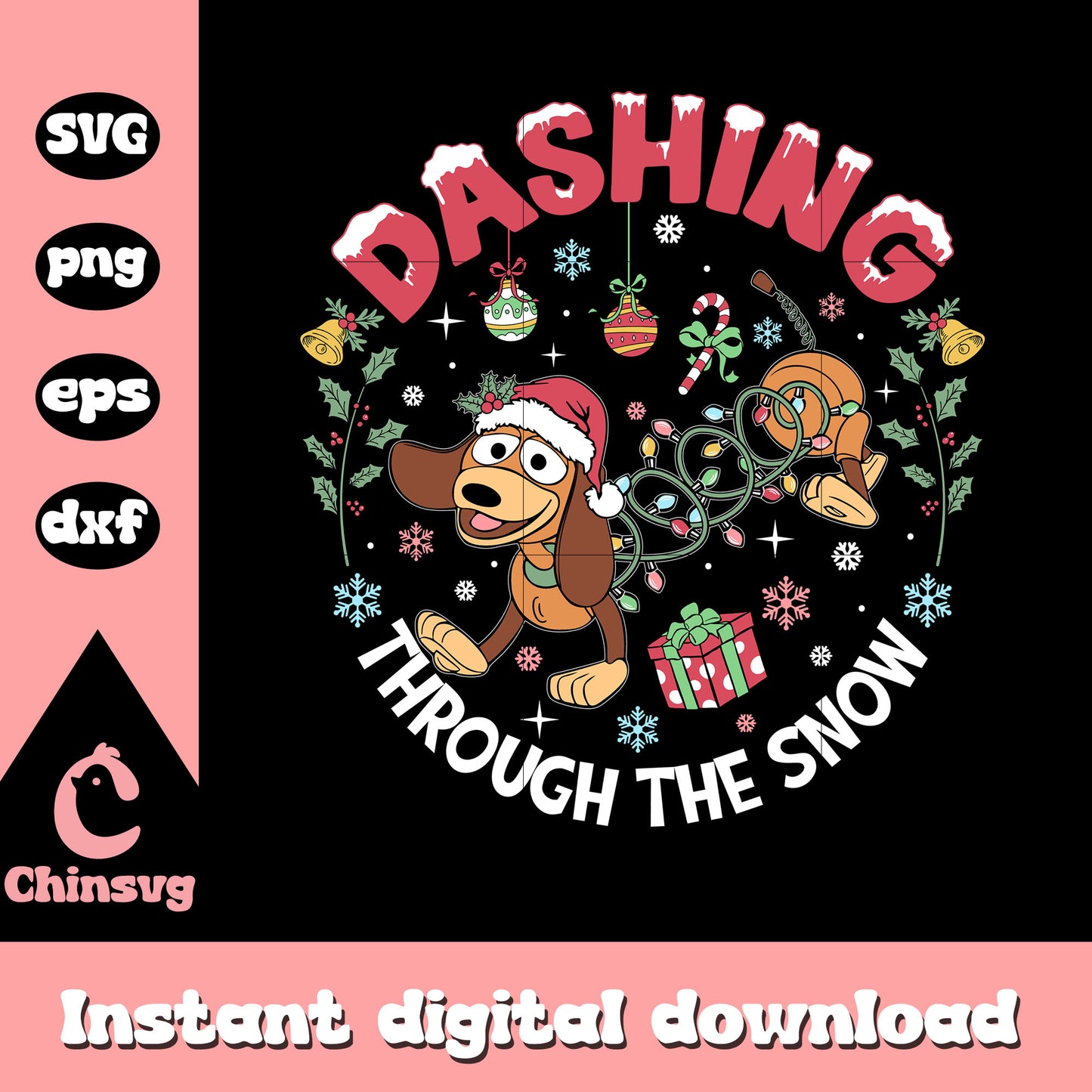 Slinky dashing through the snow svg, slinky dog svg