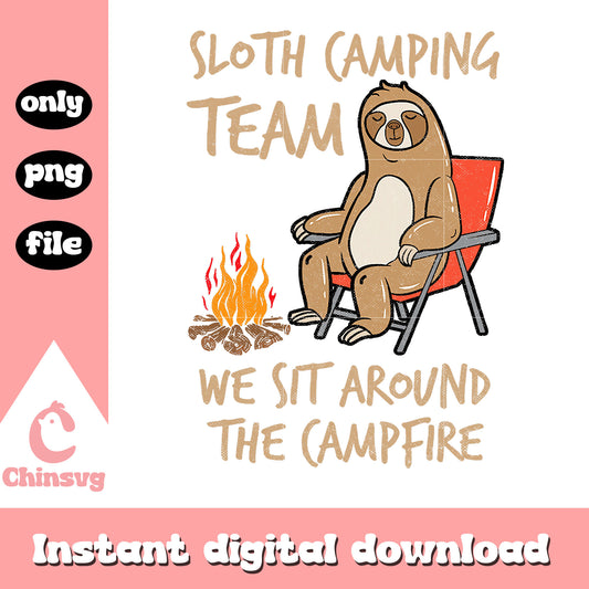 Sloth camping team wr sit around camfire png, sloth png, camp png
