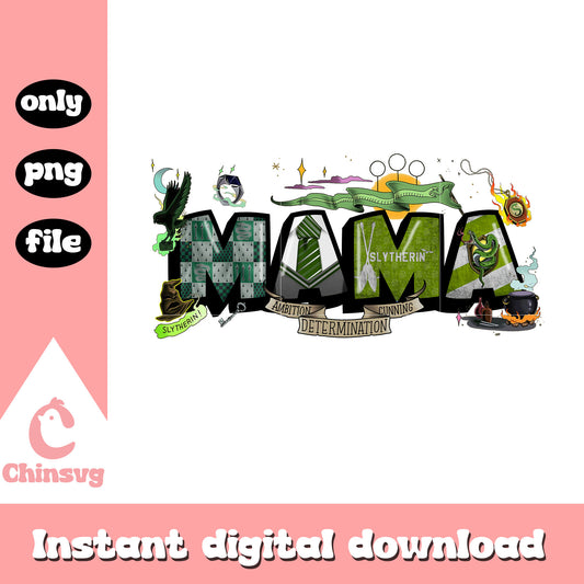 Slytherin mama font design png, harry potter png, mama png