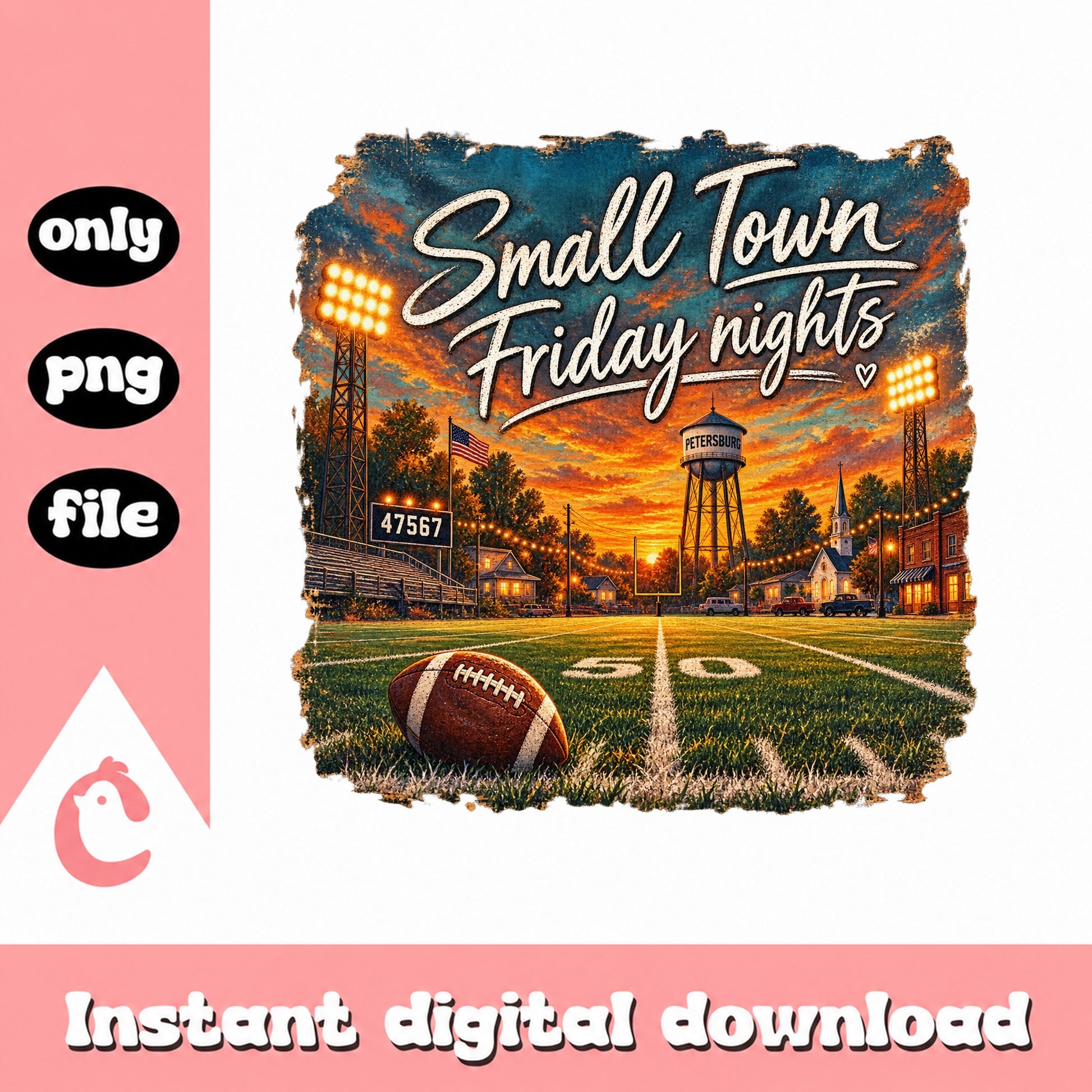 Small Town Friday Nights Football PNG, Stadium Lights, Sports PNG