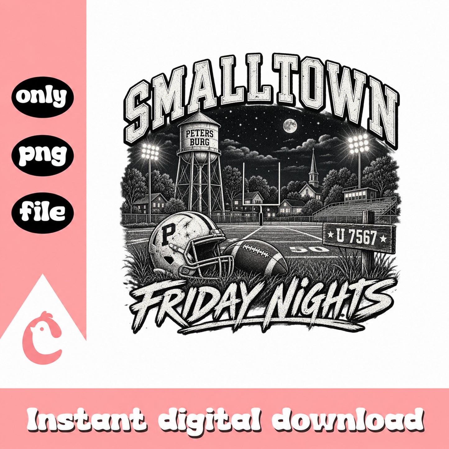 Smalltown Friday Nights Football PNG, Vintage Sports Design, PNG