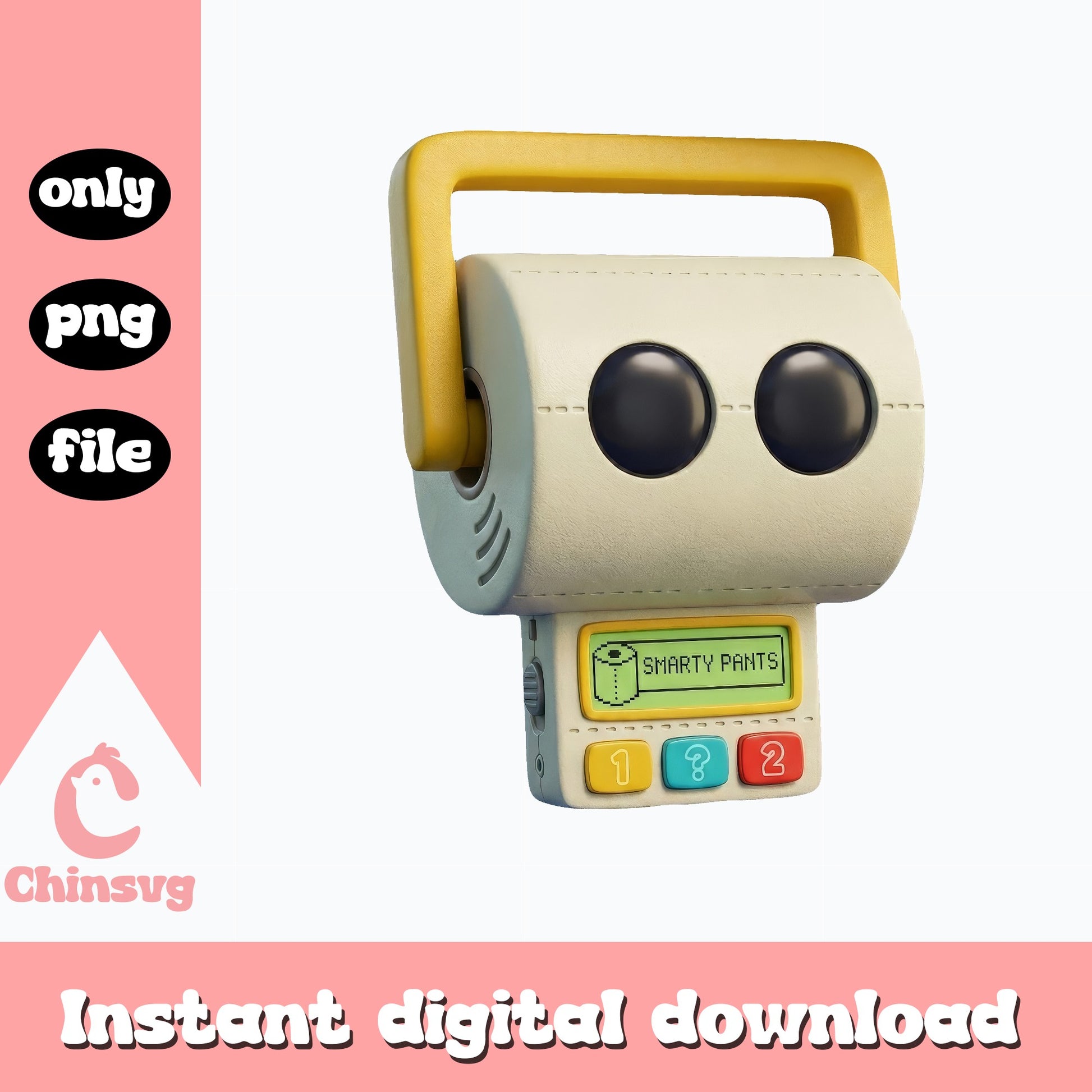 Smarty Pants Toilet Paper Robot PNG, Funny Toilet PNG, Cute Robot PNG