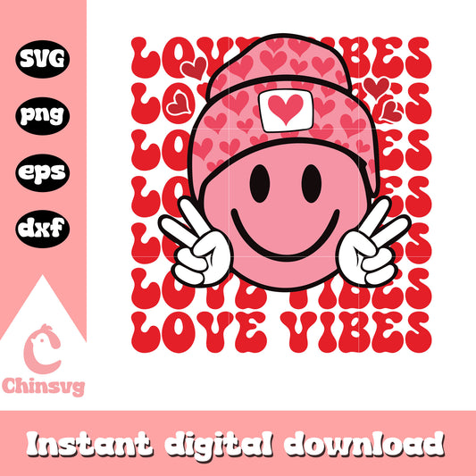 Smile emoji love vibes valentine svg, love vibes svg, Smile emoji svg
