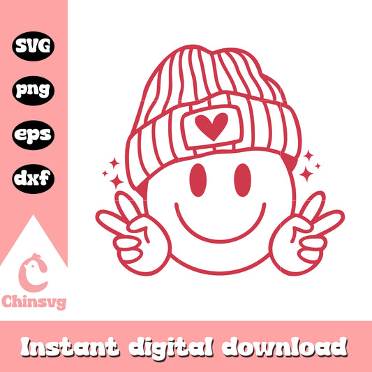 Smiley emoji cap valentine svg, emoji svg, valentine svg