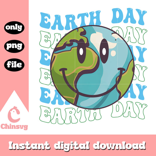 Smiley emoji earth day font design png, happy earth day png