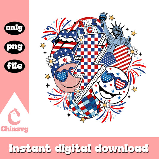 Smiley face america flag thunder png, smiley face  patriotic png