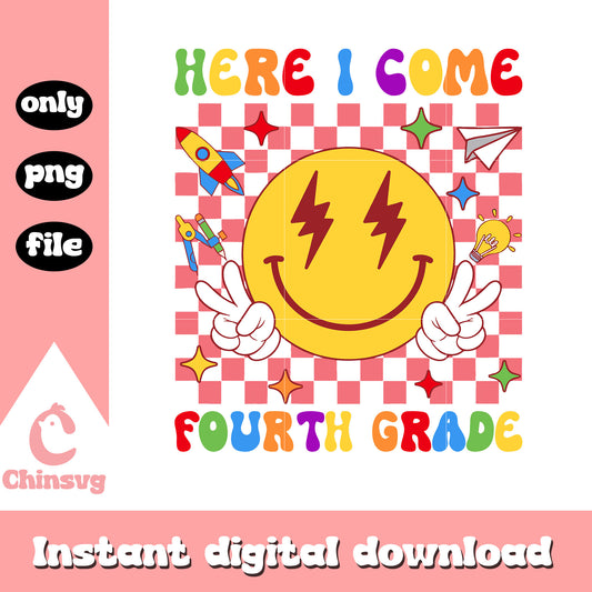 Smiley face here i come fourth grade png, back to school png, school png