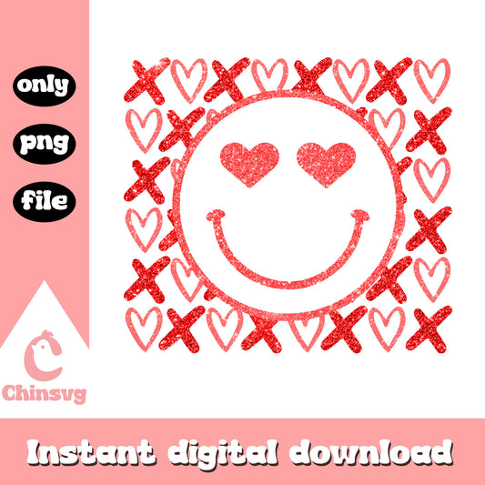 Smiley face xoxo valentine png, smiley valentine face​ png