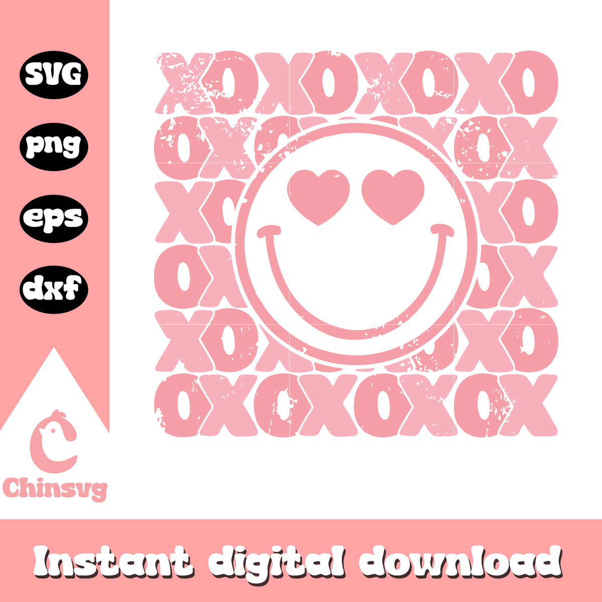 Smiley face xoxo valentine svg, emoji svg, valentine day svg – Chinsvg