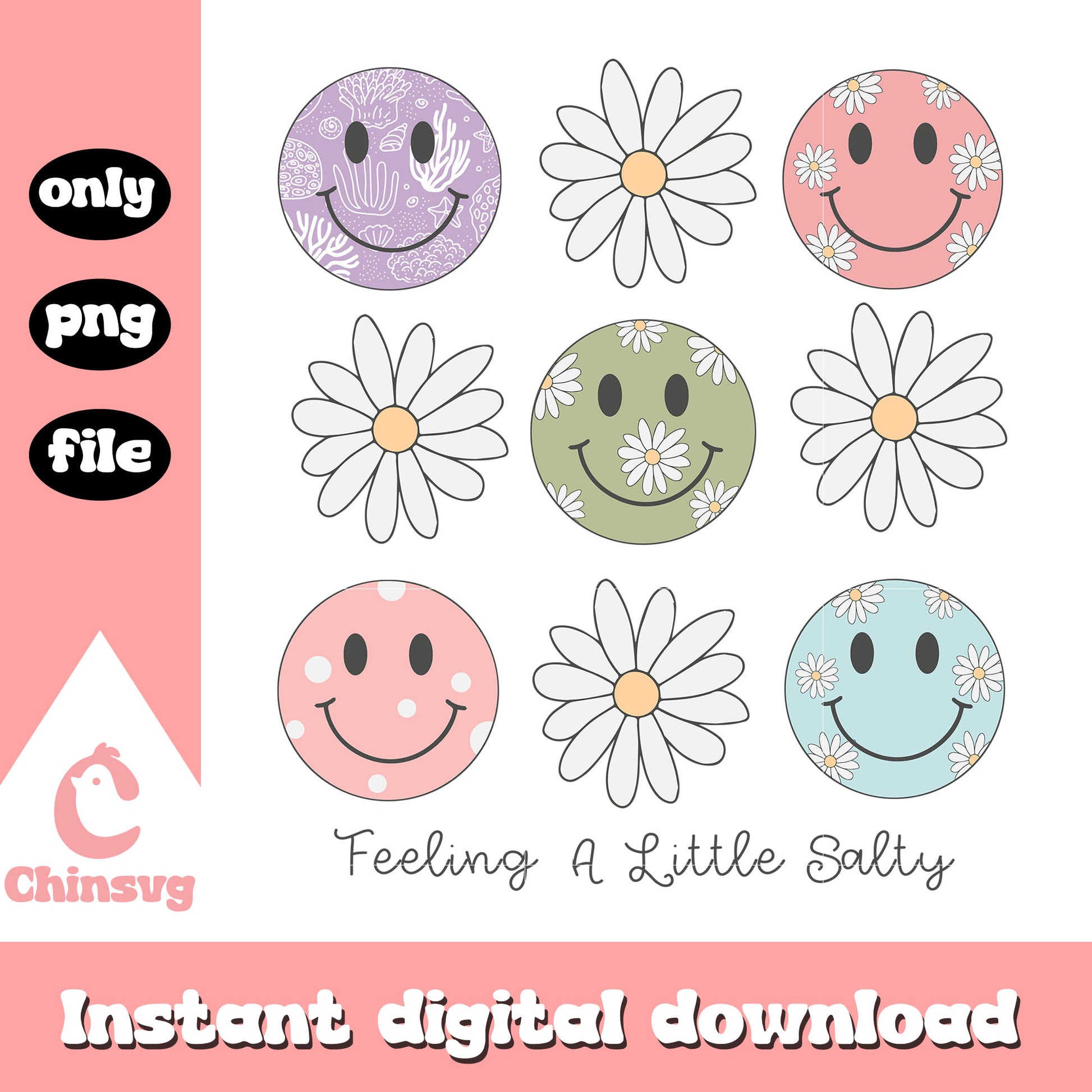 Smiley feeling a little salty png, summer vibe quotes​ png